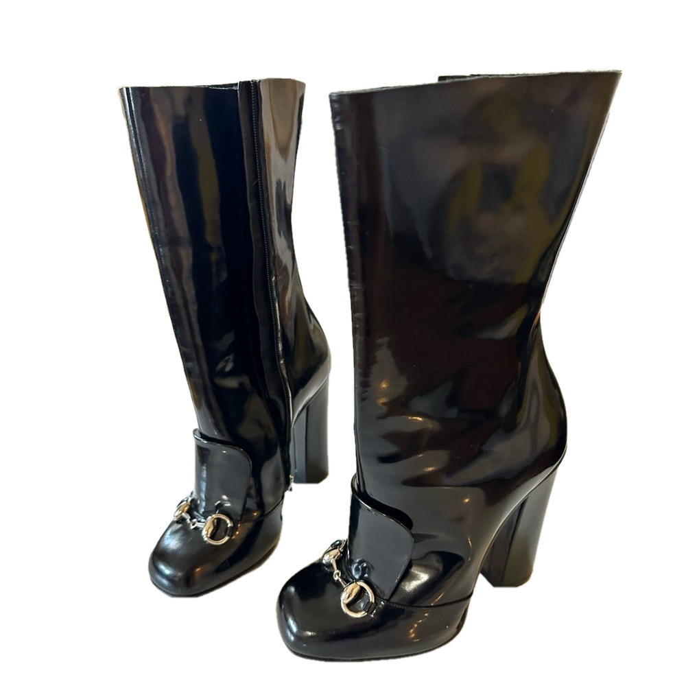 NWT BLACK GUCCI HORSEBIT LEATHER BOOTS